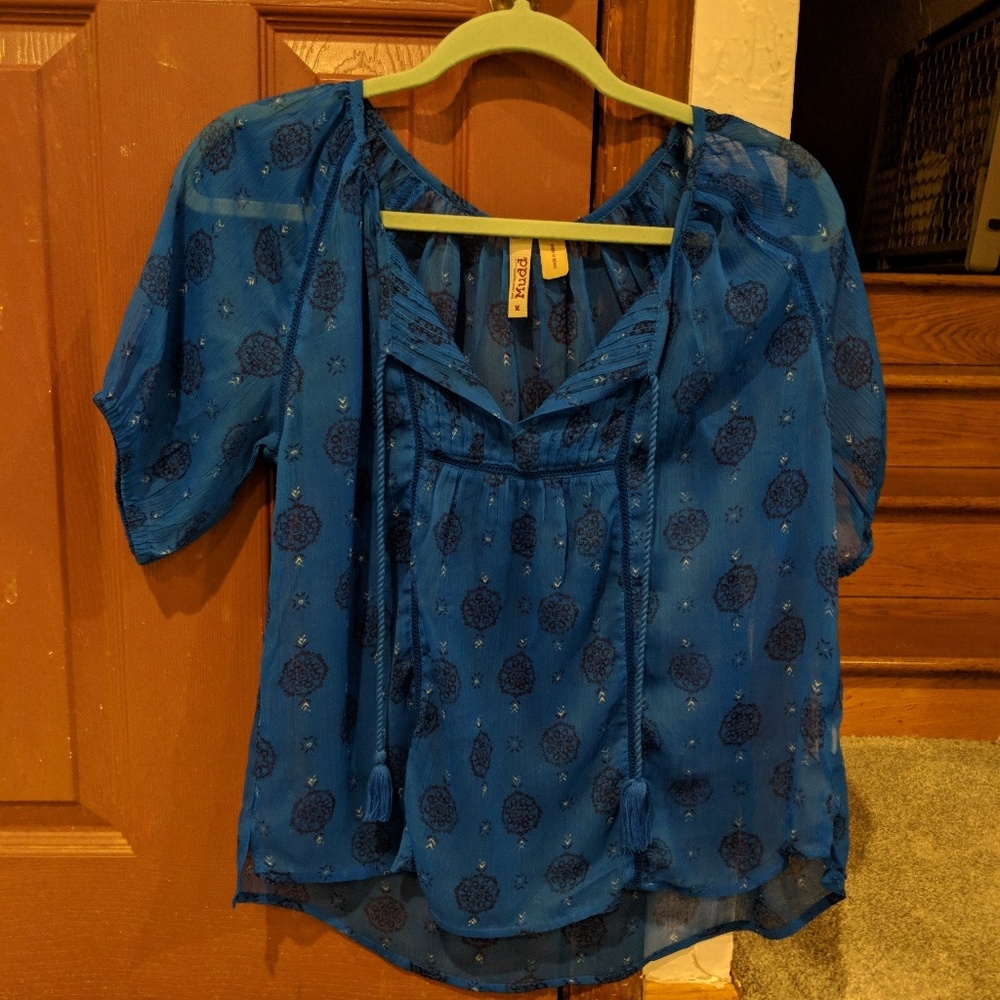 Mudd Sheer Royal Blue Blouse